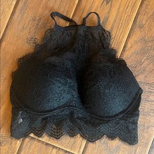 PINK Victoria's Secret Black Lace High Neck Bralette - Size Small